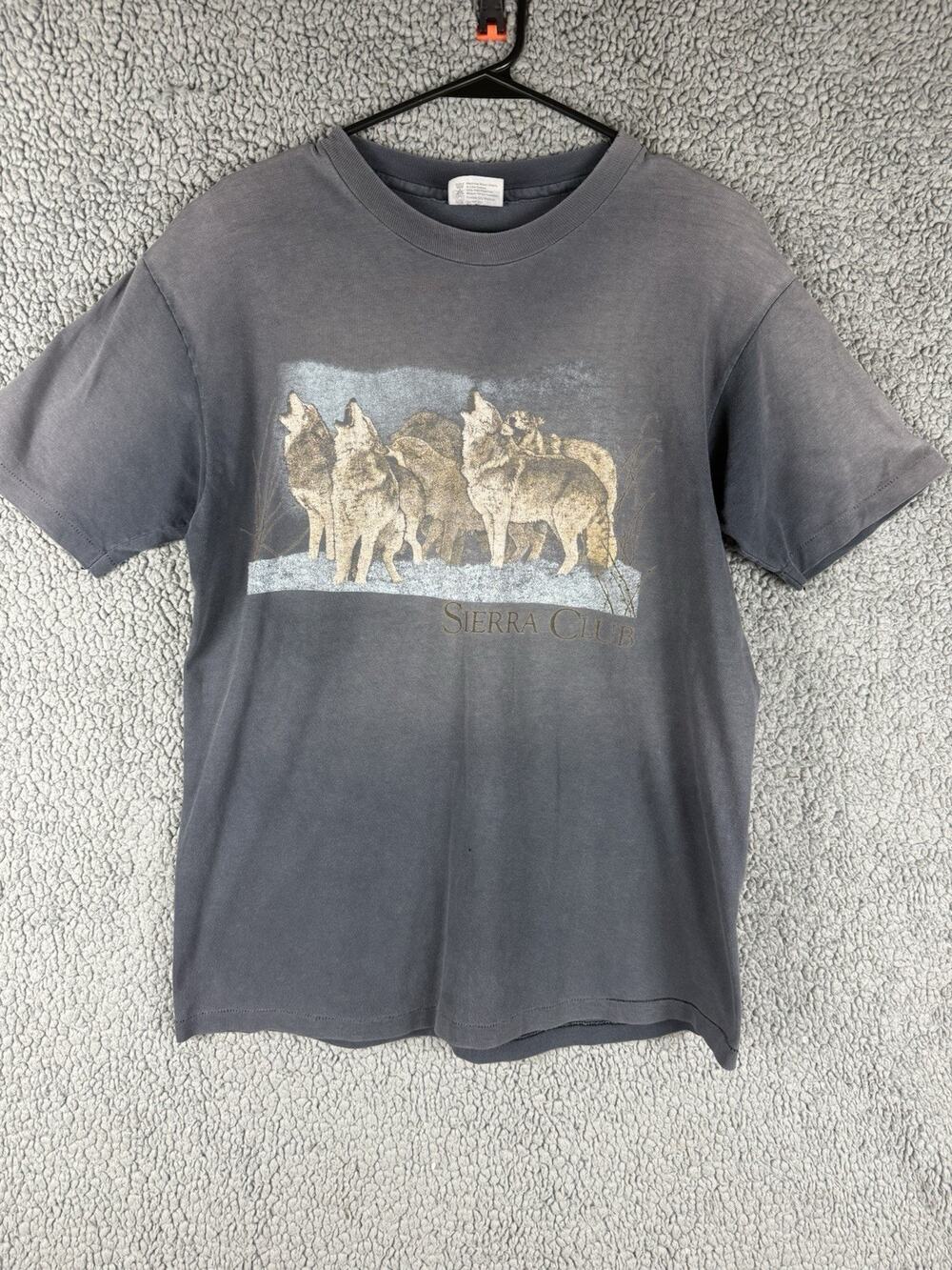 Vintage Sierra Club Wolf Hanes Beefy-T L Gray Single Stitch USA Made Shirt